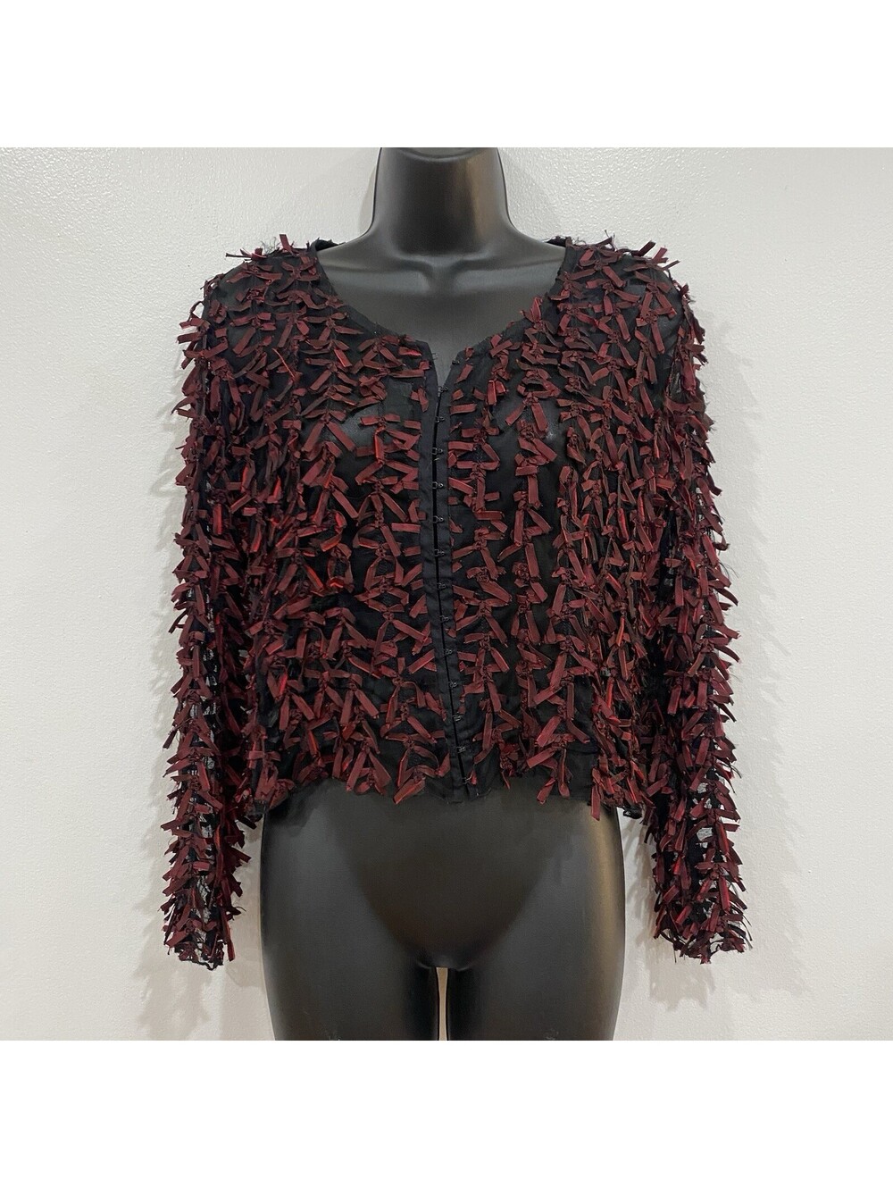 Vintage STAPLES Size M Sheer Ribbon Whimsigoth Emo Grunge Witchy Mesh Top